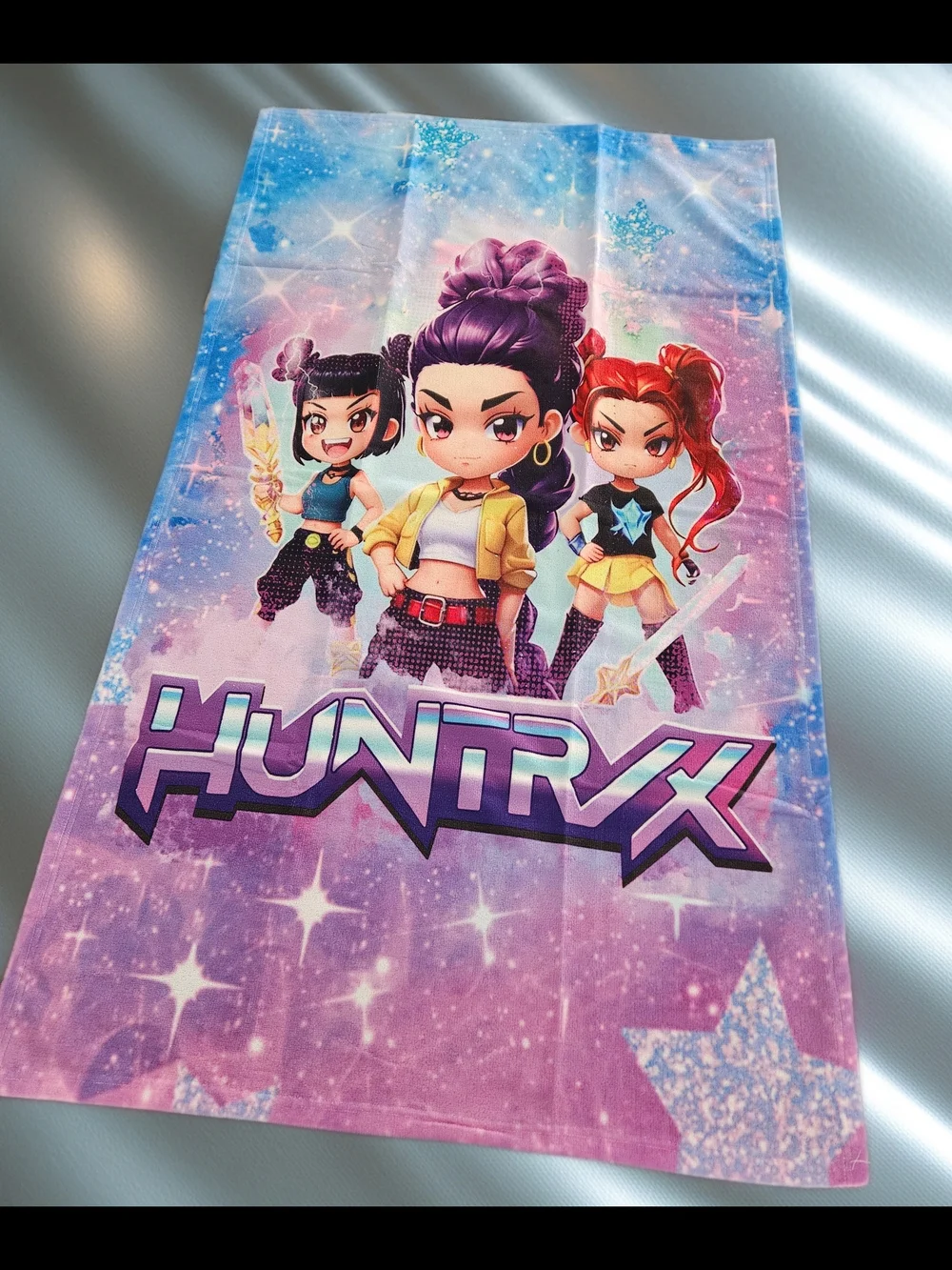 Girls Purple K-POP Demon Hunters Huntrix Rumi Mira Zoey Bath Towel